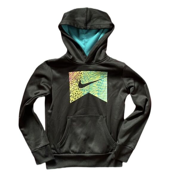 Nike Black Pullover Hoodie (Kid’s 8-10) With Multiple Designs on the Front - Picture 1 of 11